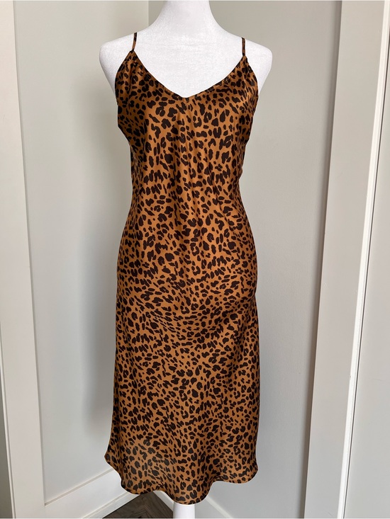 a new day Dresses & Skirts - a new day Leopard Print Slip Midi Dress in Brown and Black
